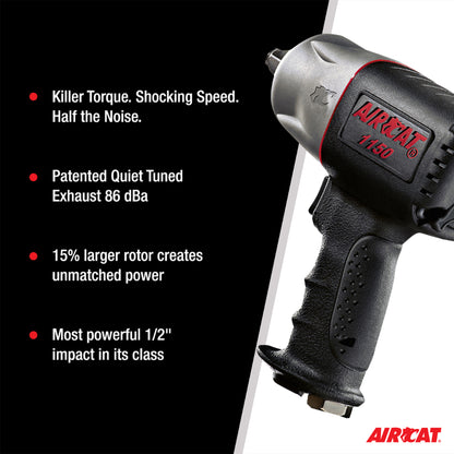 AIRCAT 1150 1/2-Inch Drive ""Killer Torque"" Composite Impact Wrench 1295 ft-lbs