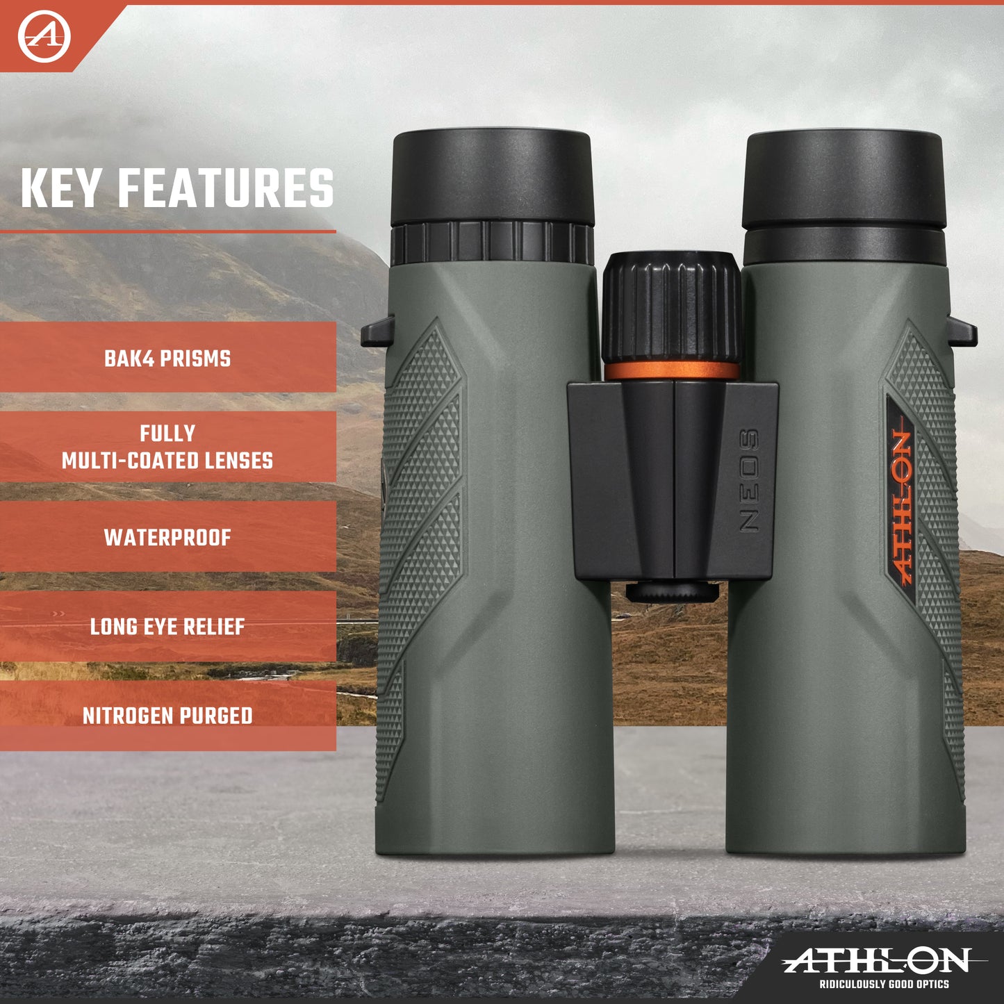 Athlon Optics 8x42 Neos G2 HD Binoculars with Eye Relief for Adults and Kids, High-Powered Binoculars for Hunting, Birdwatching, and More