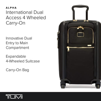 TUMI - Alpha 3 International Dual Access 4 Wheeled Carry-On Luggage - 22 Inch Rolling Suitcase for Men and Women - Black/Gold