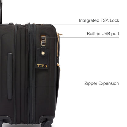 TUMI - Alpha 3 International Dual Access 4 Wheeled Carry-On Luggage - 22 Inch Rolling Suitcase for Men and Women - Black/Gold