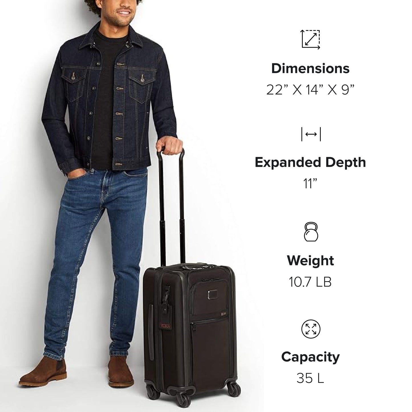 TUMI - Alpha 3 International Dual Access 4 Wheeled Carry-On Luggage - 22 Inch Rolling Suitcase for Men and Women - Black/Gold