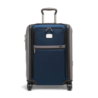 TUMI - Alpha Large Dual Access Expandable 4-Wheeled Carry-On Luggage - Zipper Expansion - Durable and Lightweight Travel Suitcase - TSA Lock Tracer - Navy/Grey