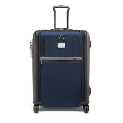 TUMI - Alpha Medium Dual Access Expandable 4-Wheeled Checked Luggage - Zipper Expansion - Durable Ballistic Nylon - Medium Capacity Suitcase with TSA Lock - Navy/Grey