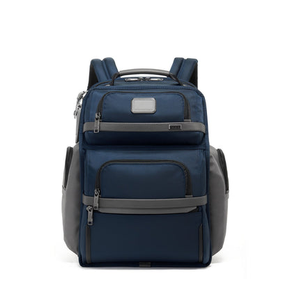TUMI - Alpha Brief Pack - Men's and Women's Work and Travel Laptop Backpack with Padded Adjustable Strap - Fits Up to 15" Screen - Navy/Grey