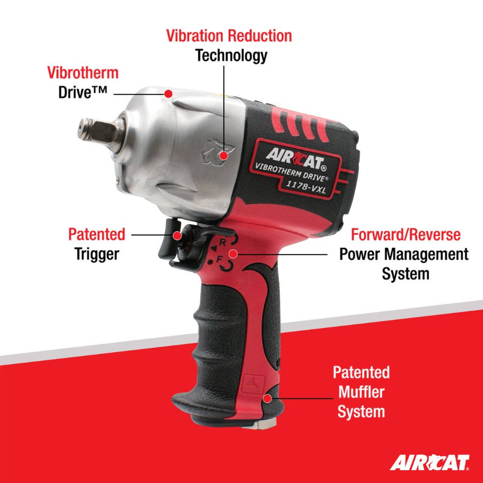 AIRCAT 1178-VXL 1/2-Inch Vibrotherm Drive Composite Impact Wrench 1300 ft-lbs