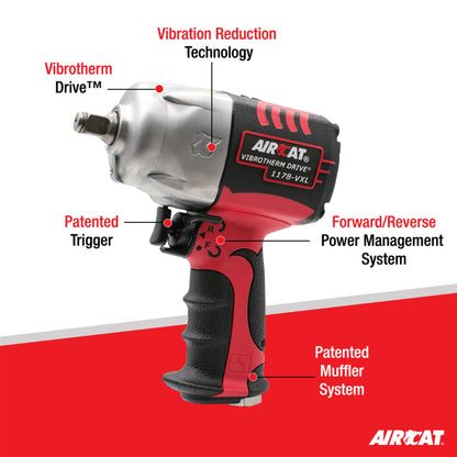 AIRCAT 1178-VXL 1/2-Inch Vibrotherm Drive Composite Impact Wrench 1300 ft-lbs