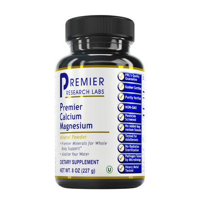 Premier Research Premier Calcium Magnesium, 8 Oz Powder - 100% Coral Mineral Powder Ideal Whole-Body Support, Especially for The Bones, Joints, Teeth, and an Alkaline pH
