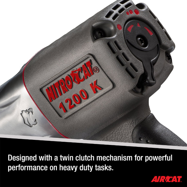 AIRCAT 1200-K 1/2-Inch Nitrocat Kevlar and Composite Twin Clutch Impact Wrench 1295 ft-lbs