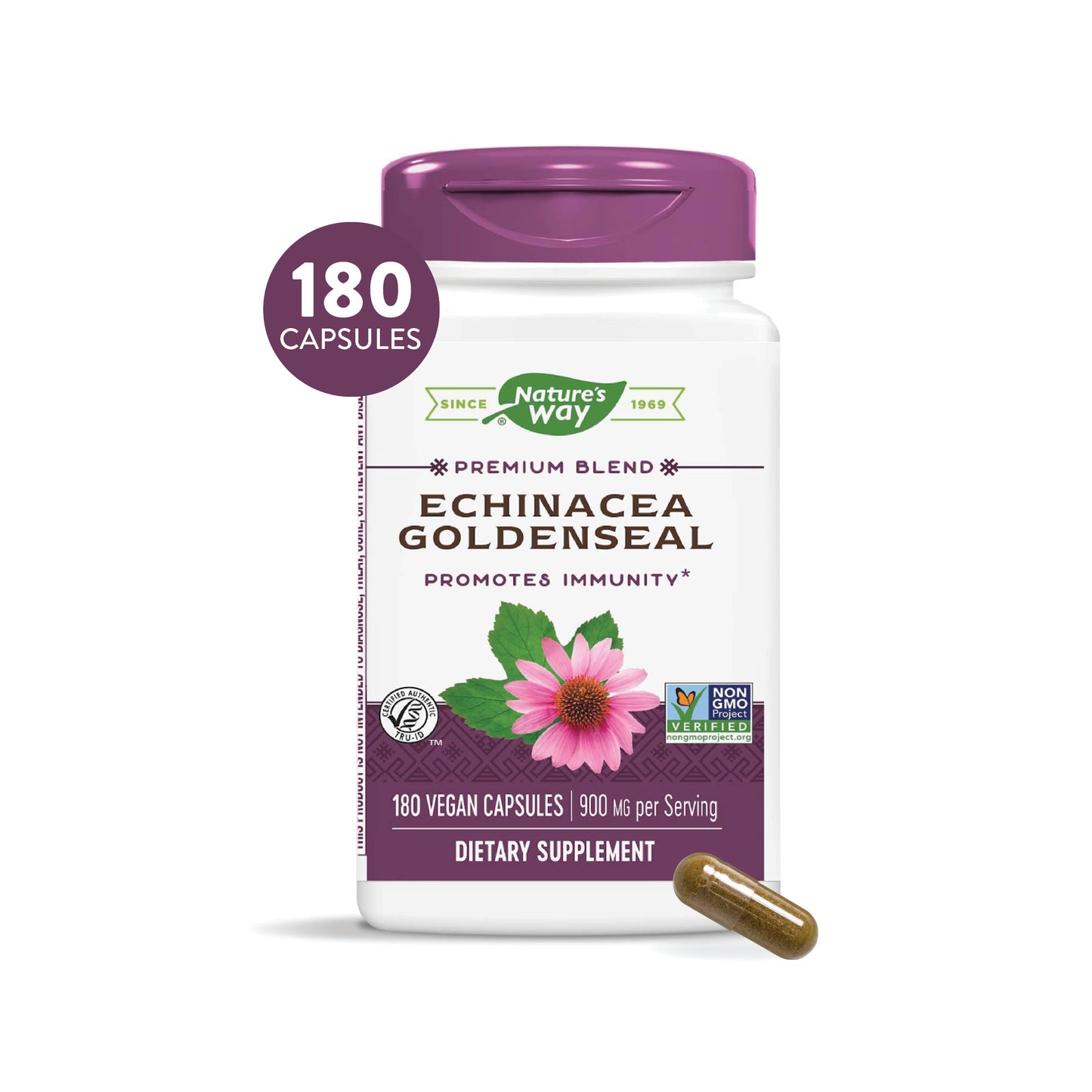 Nature's Way Echinacea Goldenseal, 900 mg per serving, 180 Capsules