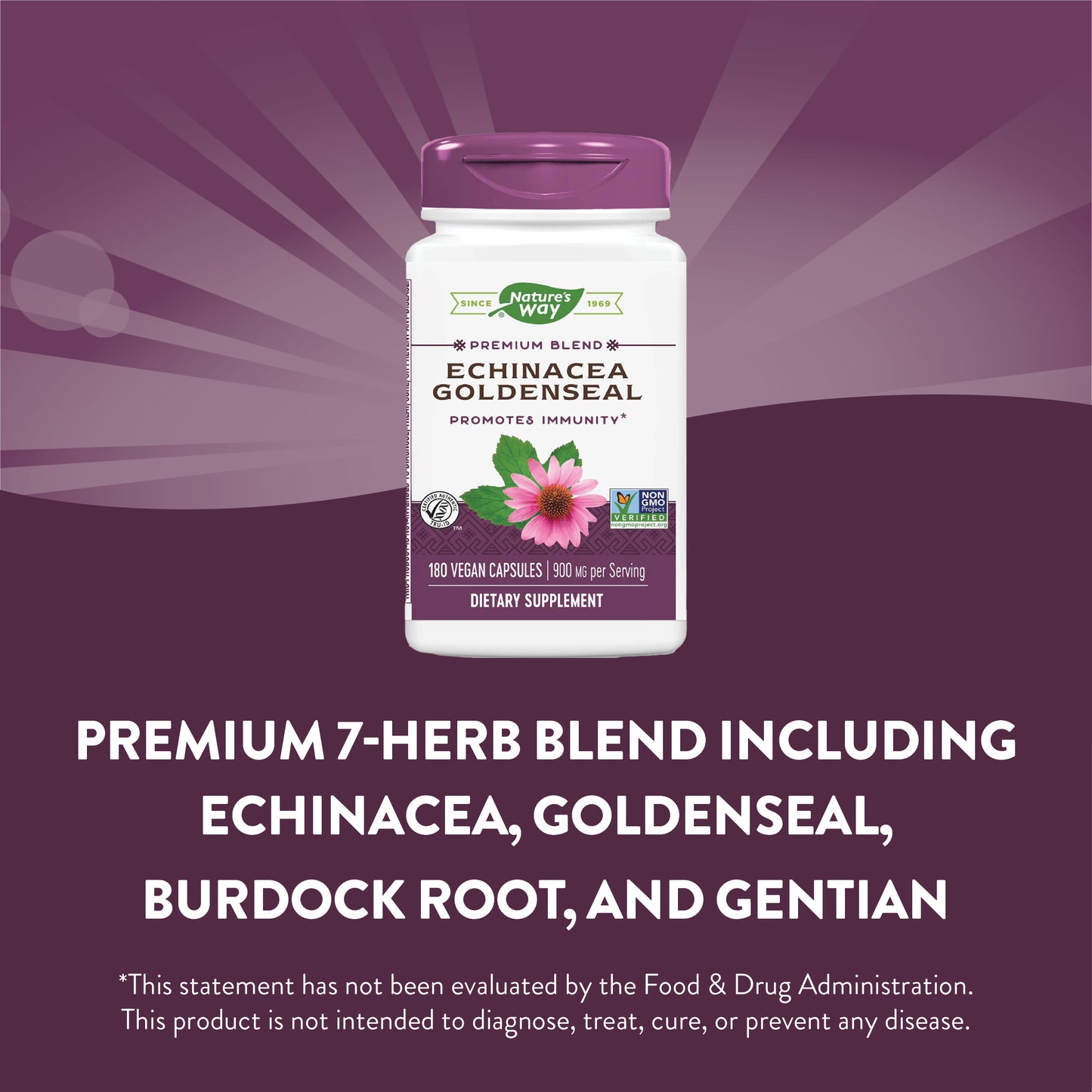 Nature's Way Echinacea Goldenseal, 900 mg per serving, 180 Capsules