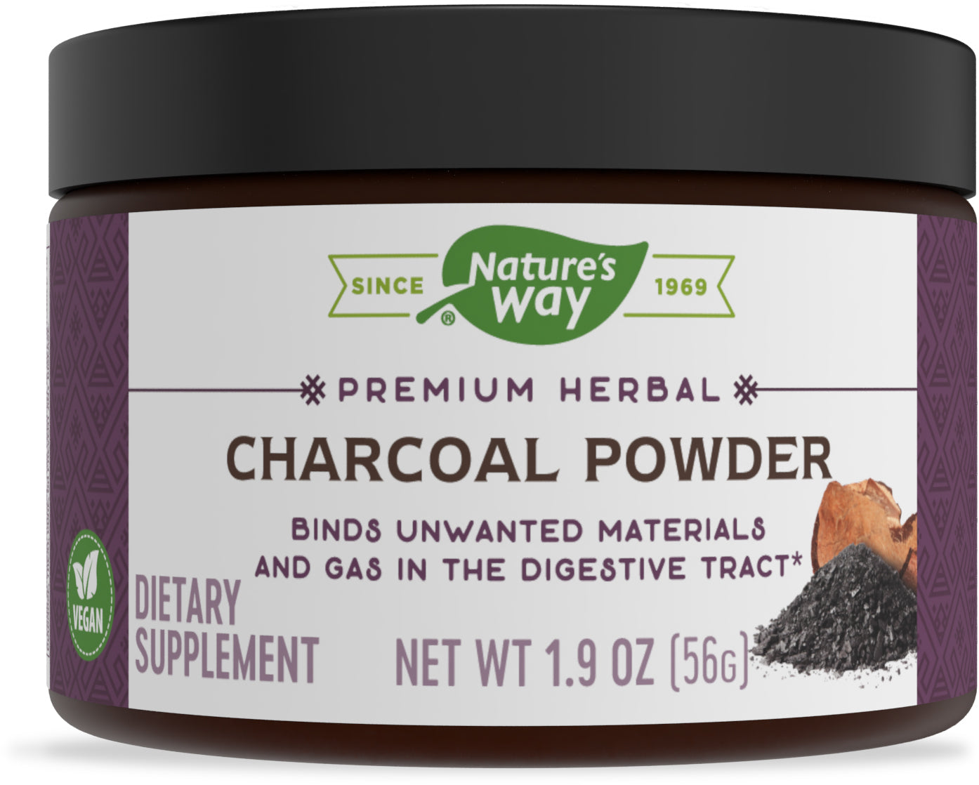 NATURES WAY COCONUT CHARCOAL POWDER, 2 Ounce