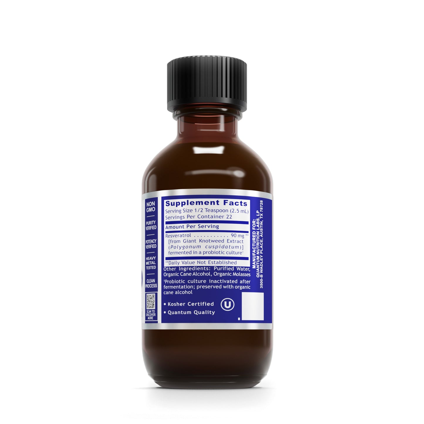 Quantum Resveratrol, 2 fl oz - Probiotic-Fermented Formula for Quantum-State Antioxidant, Cardiovascular, Immune and Anti-Aging Support