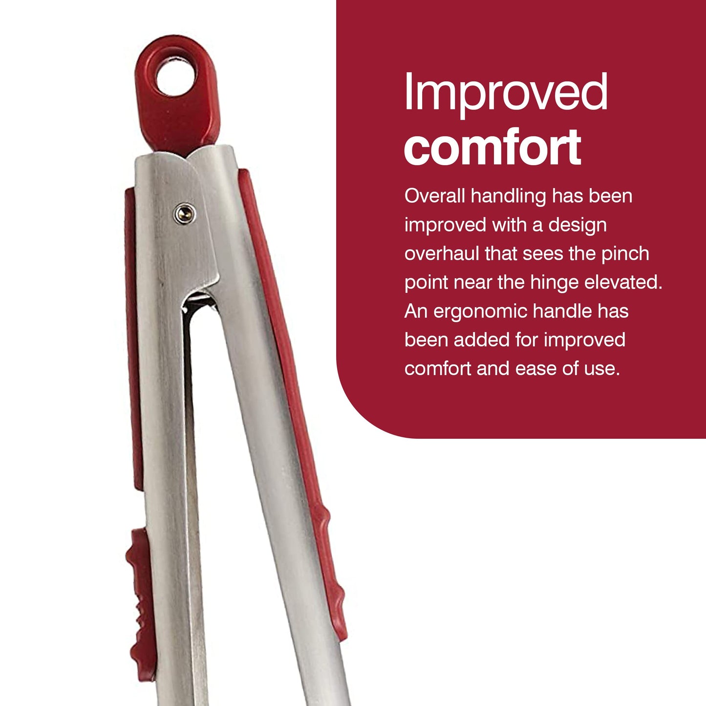 Zyliss Cook N Serve Silicone and Stainless Steel Tongs, 13-Inch, Red