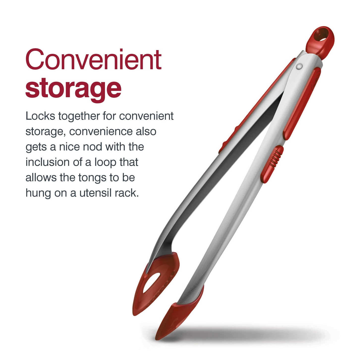 Zyliss Cook N Serve Silicone and Stainless Steel Tongs, 13-Inch, Red