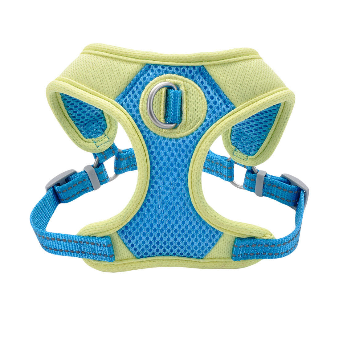 Coastal - Pro Reflective Mesh Dog Harness - Comfortable and Bright for High Visibility - Aqua with Neon Yellow - 5/8‚Äù x 16"-19"