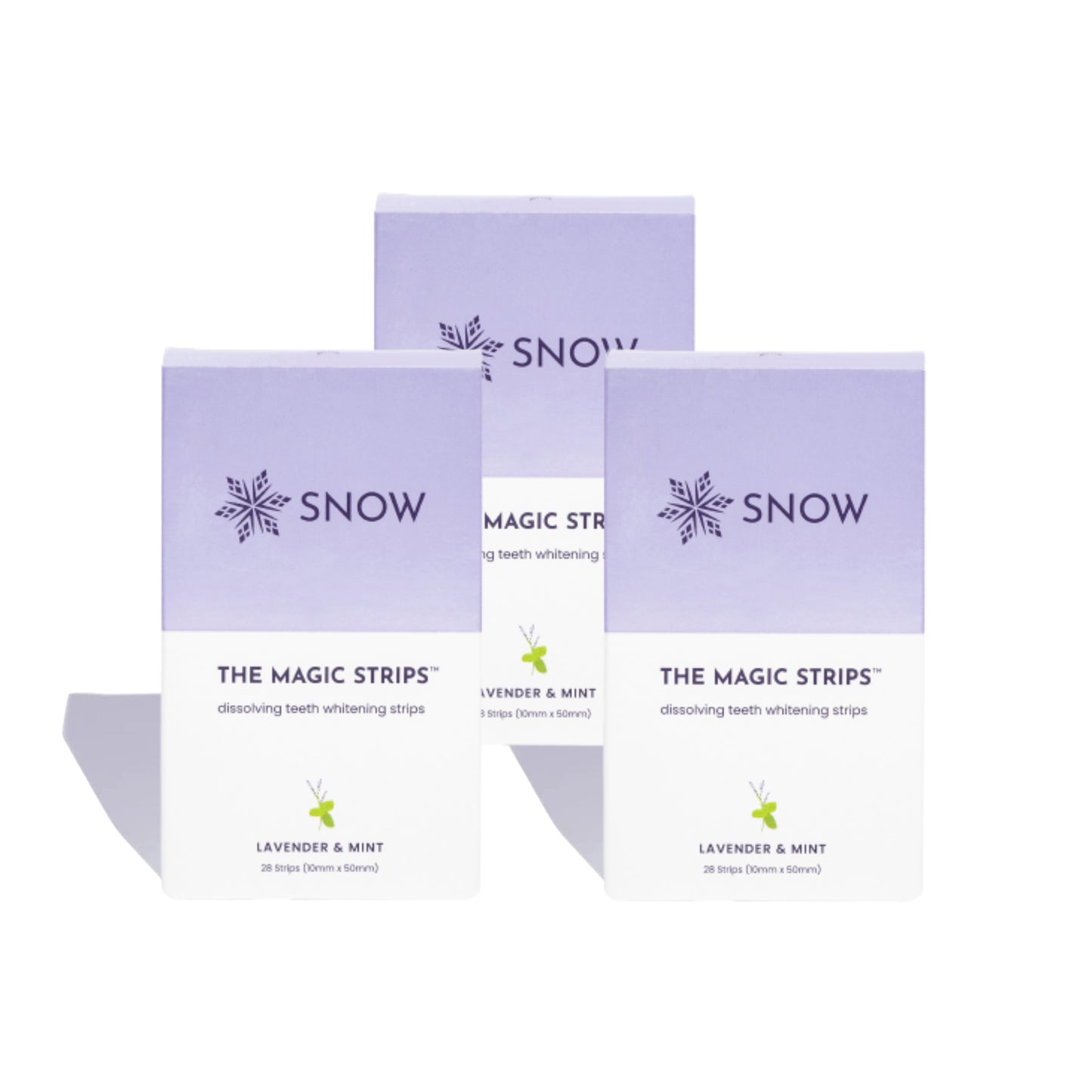 SNOW The Magic Strips - Safe for Enamel Dissolving Teeth Whitening Strips - Mess-Free Portable Teeth Whitener for Oral Care with Lavender & Mint Flavor, Whitening Strips for Teeth, 3 Packs (28 Strips)