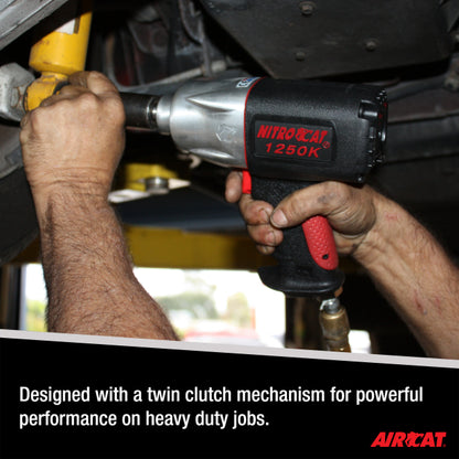 AIRCAT 1250-K 1/2-Inch Nitrocat Kevlar and Composite Twin Clutch Impact Wrench 1300 ft-lbs