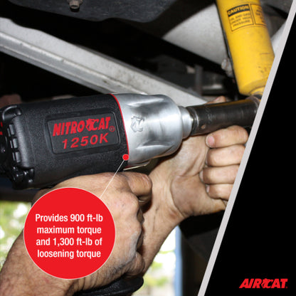 AIRCAT 1250-K 1/2-Inch Nitrocat Kevlar and Composite Twin Clutch Impact Wrench 1300 ft-lbs