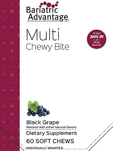 Bariatric Advantage Multi Chewy Bite, Soft Chew Multivitamin for Bariatric Surgery Patients Including Gastric Bypass and Bariatric Sleeve - Black Grape Flavor, 60 Count