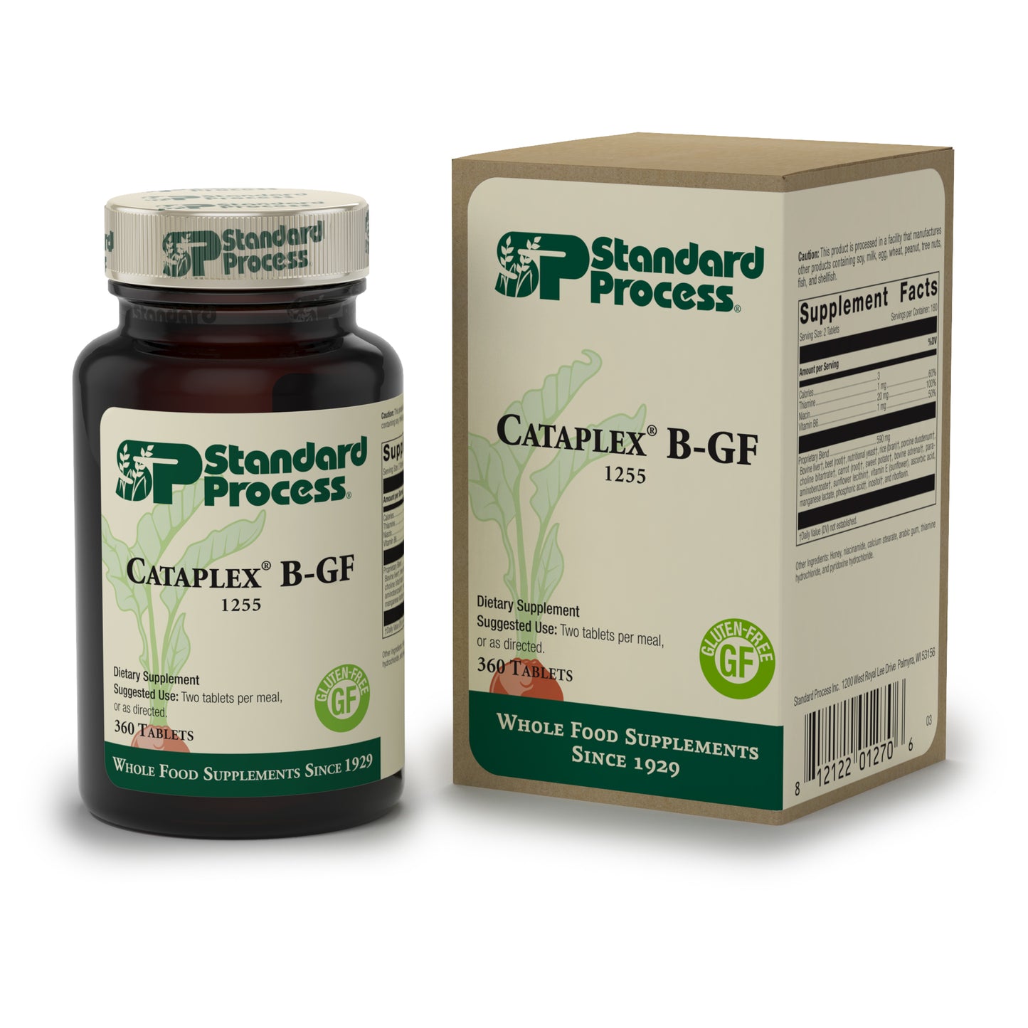 Standard Process Cataplex B GF - Gluten-Free, Whole Food Formula with Niacin, Vitamin B6, Thiamine, and Inositol for Heart Health, Metabolism, and Cholesterol Maintenance - 360 Tablets