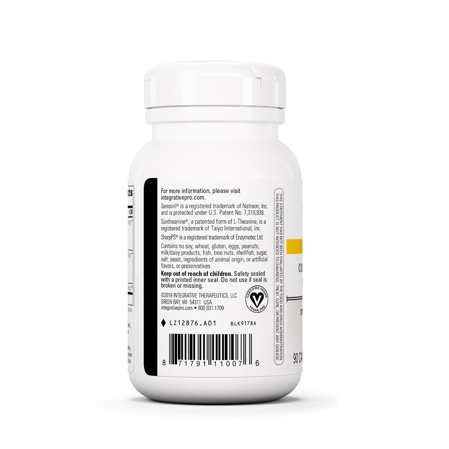 Cortisol Manager Allergen Free - Integrative Therapeutics - with Ashwagandha, L-Theanine - Reduces Stress to Support Sleep* - Supports Adrenal Health* - 90 Count