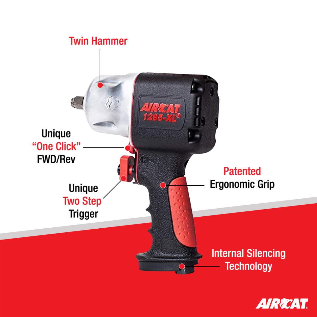 AIRCAT 1295-XL: 1/2" Compact Composite Impact Wrench 1,500 ft-lbs