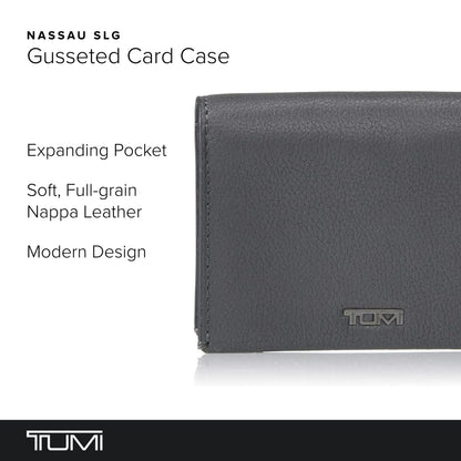 TUMI - Nassau Gusseted Card Case - Card Holder Wallet for Men & Women - With ID Window - Nappa Leather Material - Grey Texture