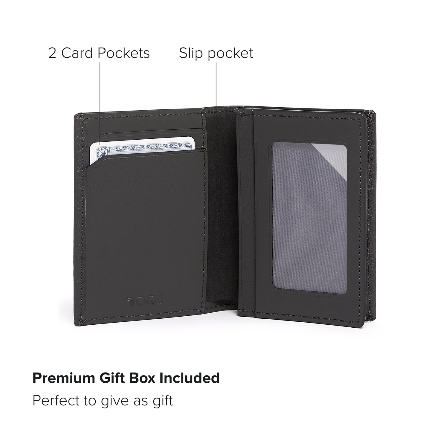 TUMI - Nassau Gusseted Card Case - Card Holder Wallet for Men & Women - With ID Window - Nappa Leather Material - Grey Texture