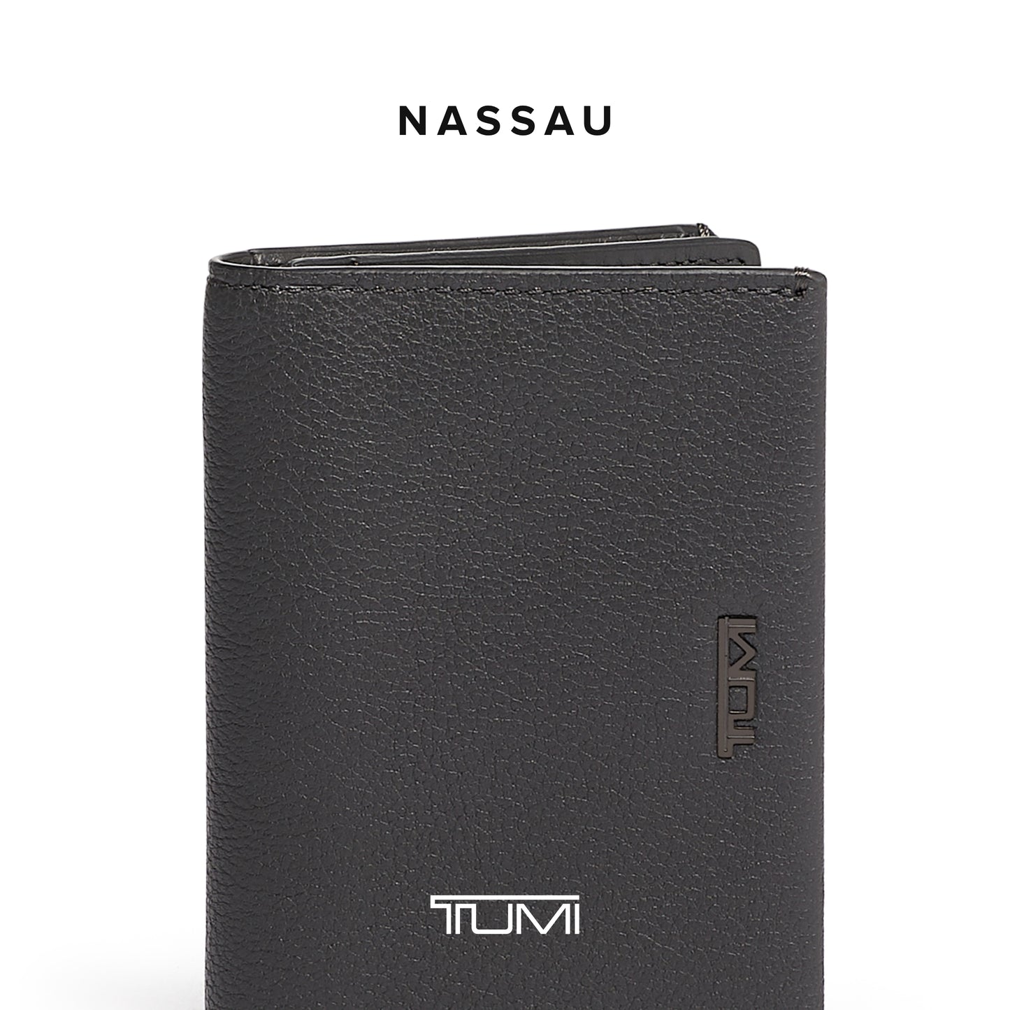 TUMI - Nassau Gusseted Card Case - Card Holder Wallet for Men & Women - With ID Window - Nappa Leather Material - Grey Texture
