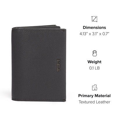 TUMI - Nassau Gusseted Card Case - Card Holder Wallet for Men & Women - With ID Window - Nappa Leather Material - Grey Texture