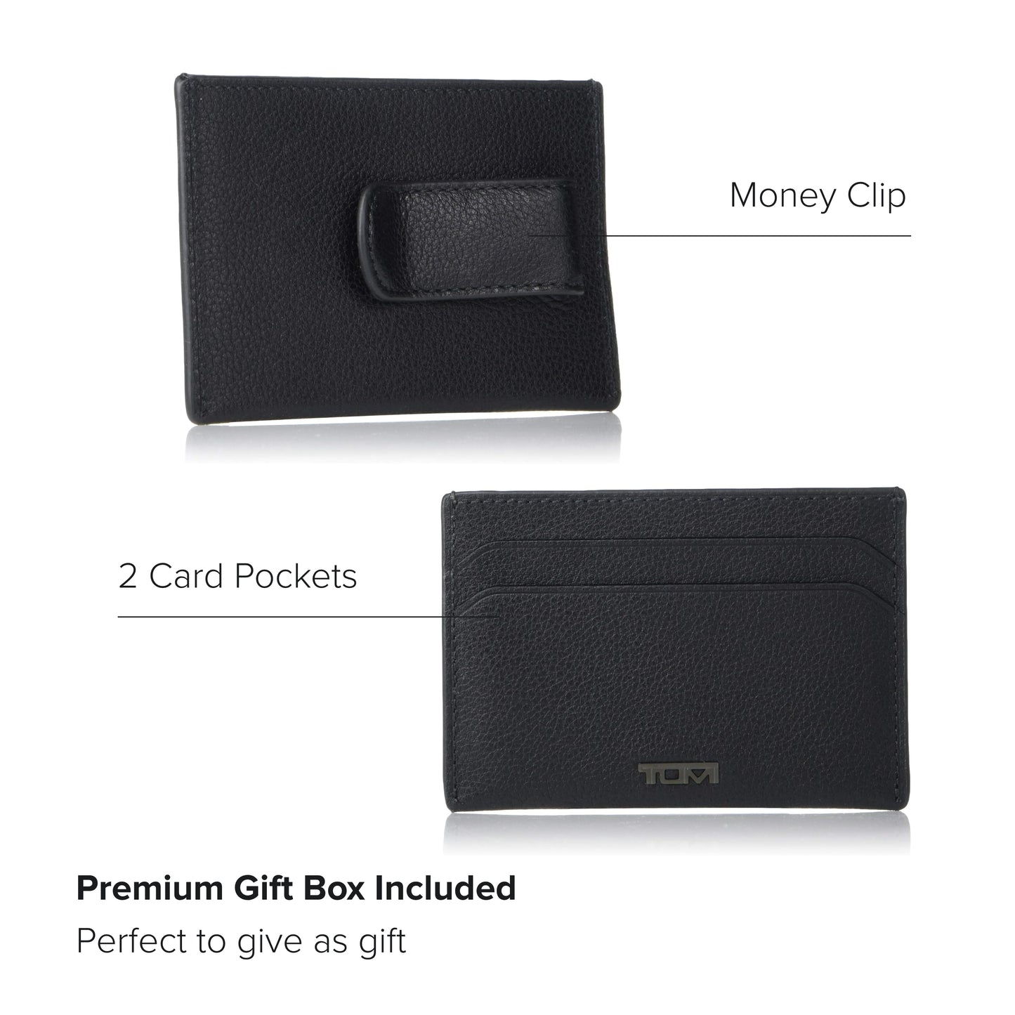 TUMI - Nassau Money Clip Card Case Wallet - Slim Card Holder Wallet for Men & Women - Nappa Leather Material - Textured Black