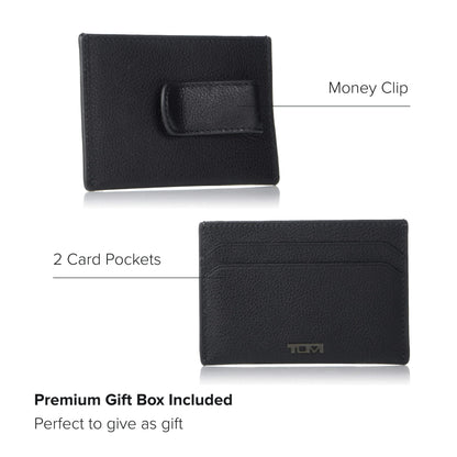 TUMI - Nassau Money Clip Card Case Wallet - Slim Card Holder Wallet for Men & Women - Nappa Leather Material - Textured Black