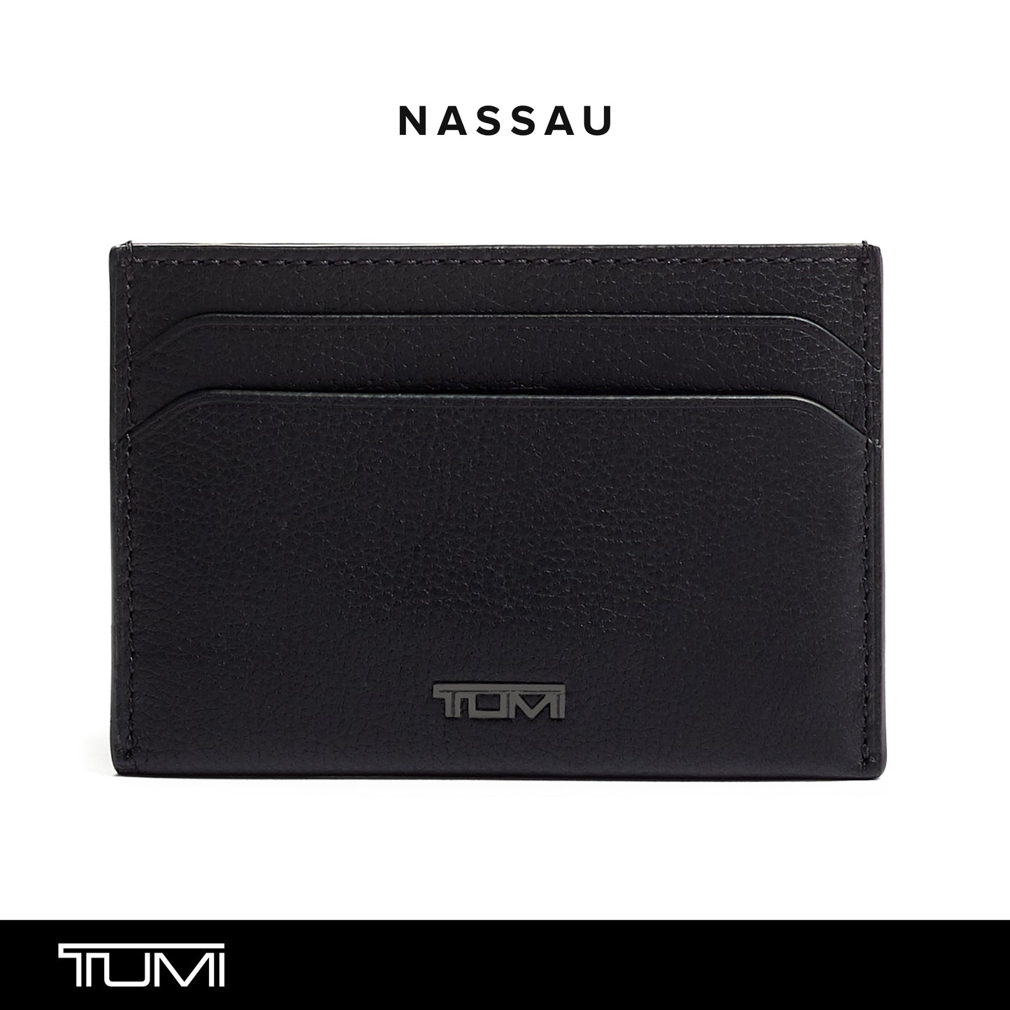 TUMI - Nassau Money Clip Card Case Wallet - Slim Card Holder Wallet for Men & Women - Nappa Leather Material - Textured Black