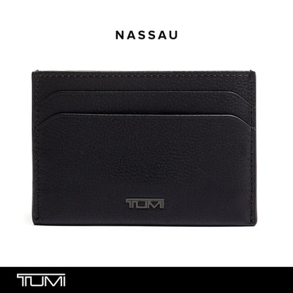 TUMI - Nassau Money Clip Card Case Wallet - Slim Card Holder Wallet for Men & Women - Nappa Leather Material - Textured Black