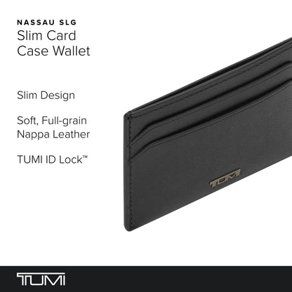 Tumi Card Case, Official, Authentic Nassau SLG Slim Card Case, Black Smooth, One Size
