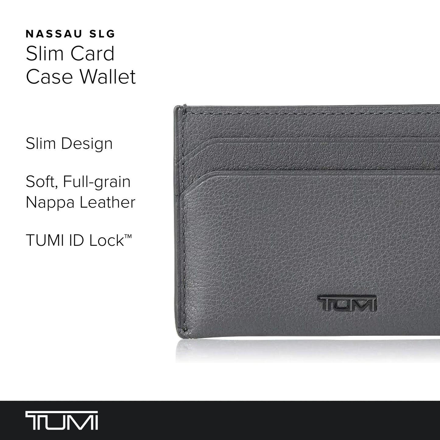 TUMI - Nassau Slim Card Case Wallet for Men - Grey Texture