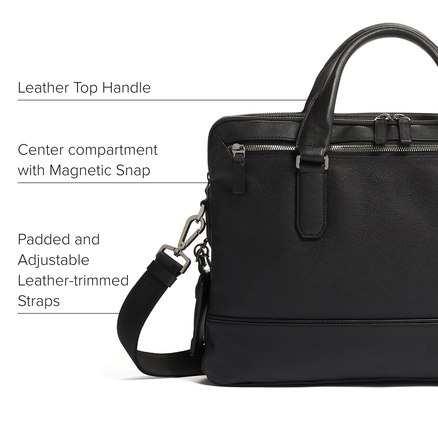 TUMI Harrison Sycamore Slim Brief - 14-Inch Laptop Briefcase - Professional Business Briefcase with Removable Shoulder Strap - Black Leather
