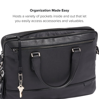 TUMI Harrison Sycamore Slim Brief - 14-Inch Laptop Briefcase - Professional Business Briefcase with Removable Shoulder Strap - Black Leather