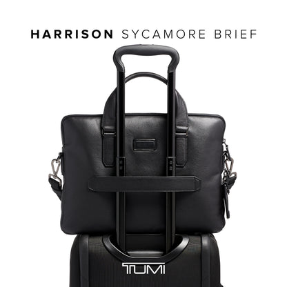 TUMI Harrison Sycamore Slim Brief - 14-Inch Laptop Briefcase - Professional Business Briefcase with Removable Shoulder Strap - Black Leather
