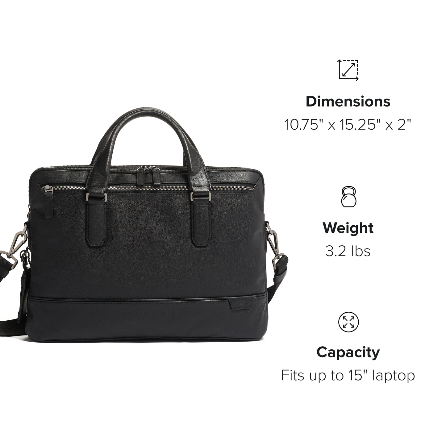 TUMI Harrison Sycamore Slim Brief - 14-Inch Laptop Briefcase - Professional Business Briefcase with Removable Shoulder Strap - Black Leather