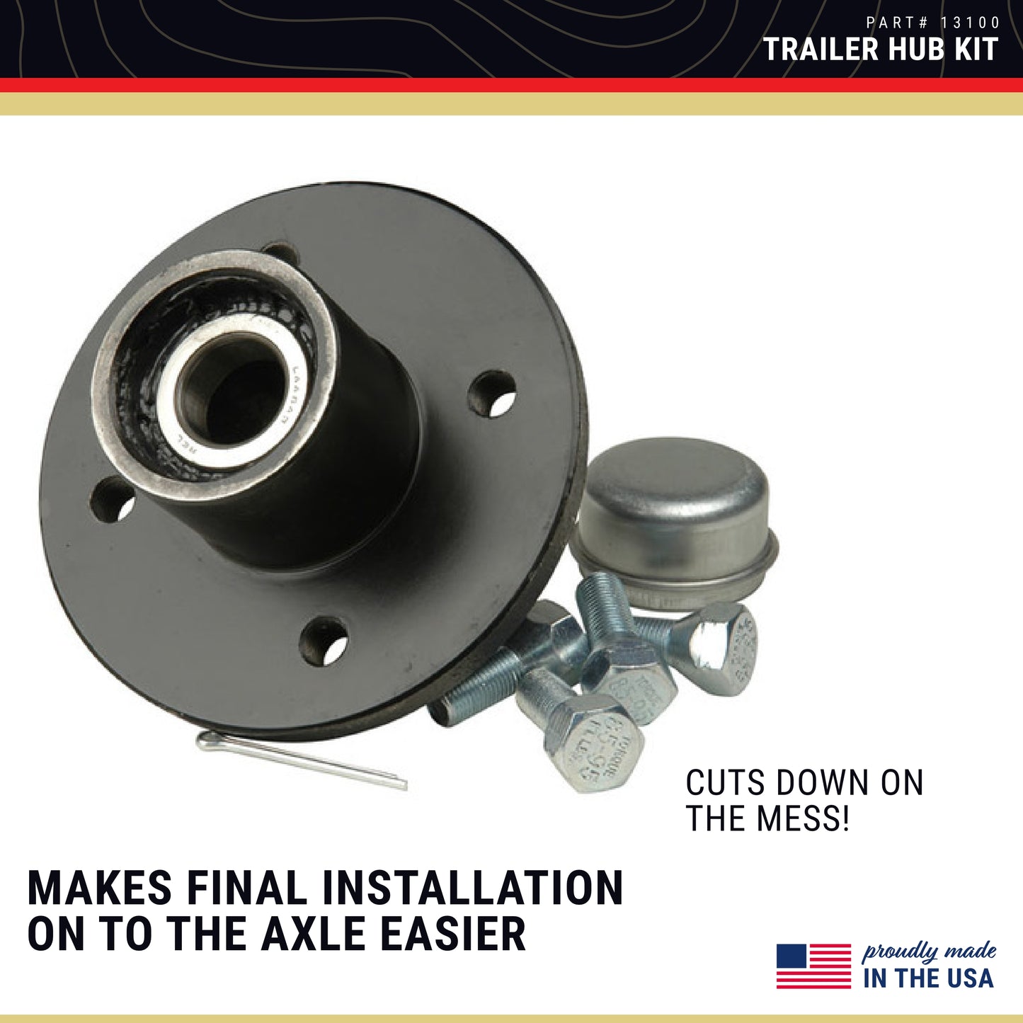 CE Smith - Trailer Hub Kit - Boat Trailer Hub Kit for Trailer Accessories - 1" Tapped; 4 Studs with 4" Bolt Diameter