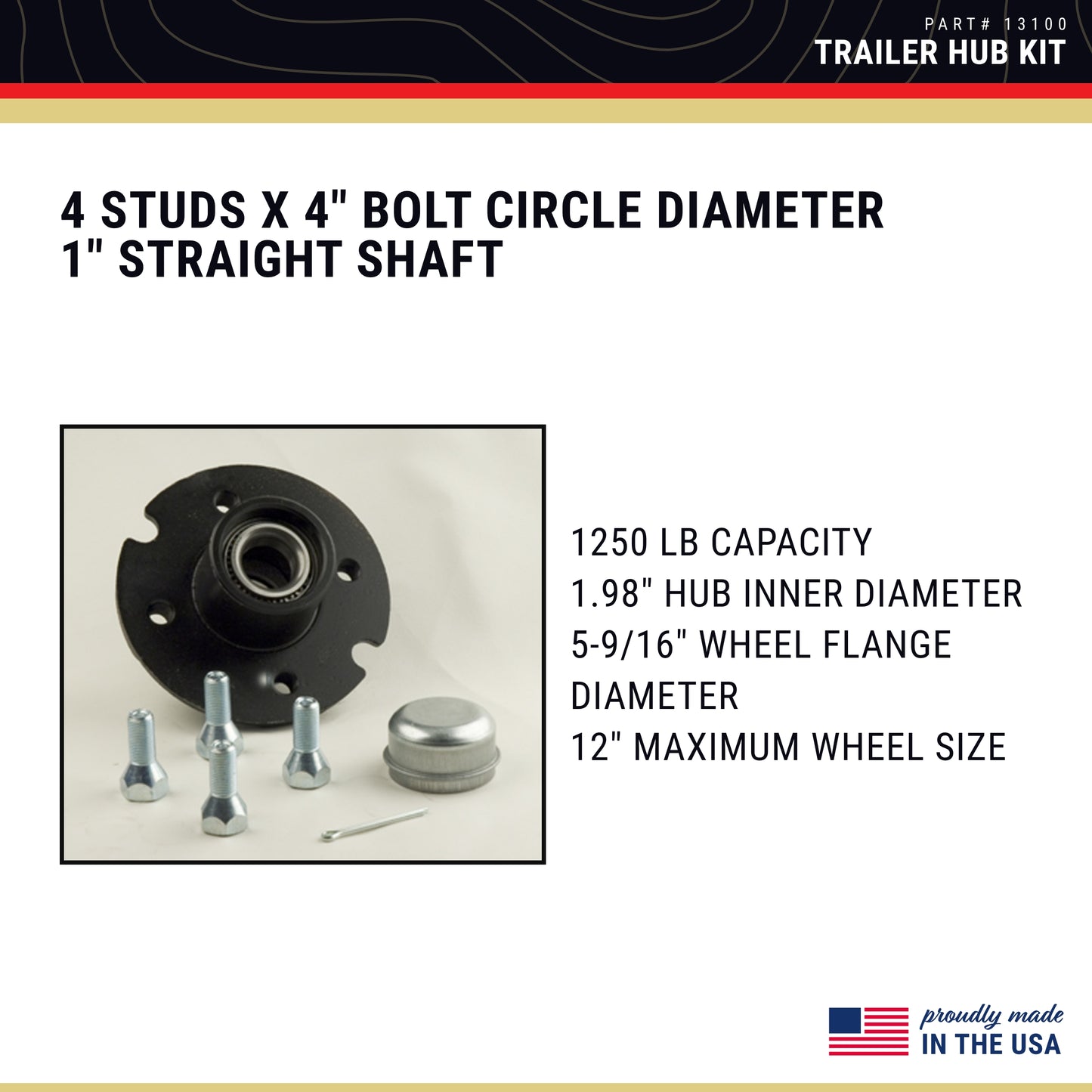 CE Smith - Trailer Hub Kit - Boat Trailer Hub Kit for Trailer Accessories - 1" Tapped; 4 Studs with 4" Bolt Diameter