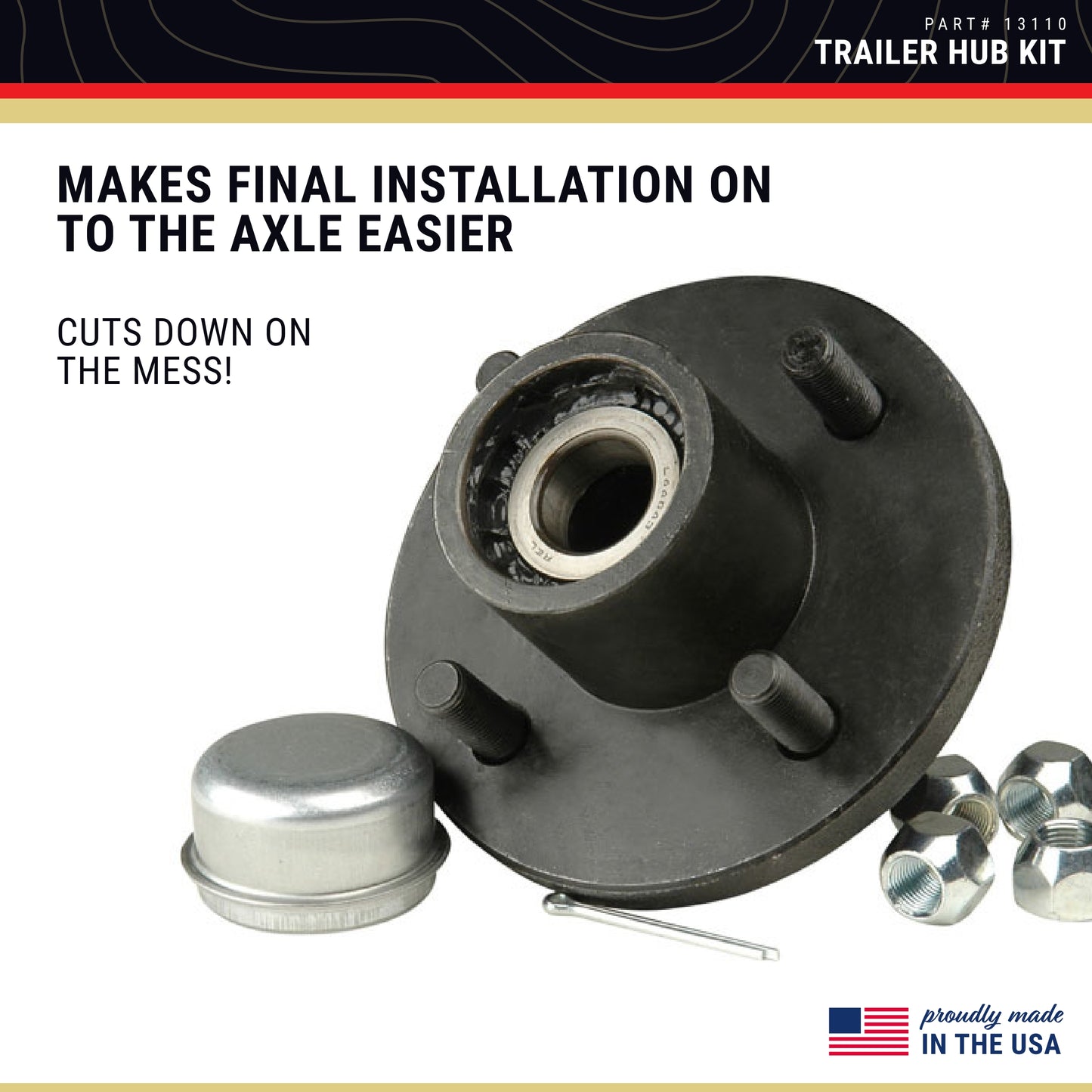 CE Smith - 13110 Trailer Hub Kit - 1‚Äù Spindle and 4 Studs x 4‚Äù Diameter - Boat Trailer Hub Kit - 1250-lb Capacity
