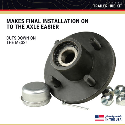 CE Smith - 13110 Trailer Hub Kit - 1‚Äù Spindle and 4 Studs x 4‚Äù Diameter - Boat Trailer Hub Kit - 1250-lb Capacity