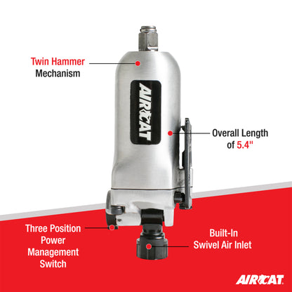 AIRCAT 1320: 3/8-Inch Butterfly Impact Wrench with Built-In Air Inlet 100 ft-lbs