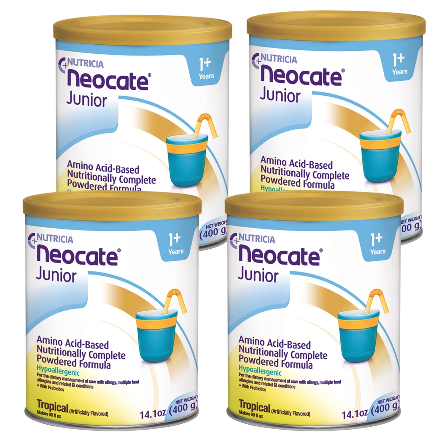 Neocate Junior Amino Acid-Based Formula with Prebiotics - Tropical - 14.1 Oz Can (Case of 4)