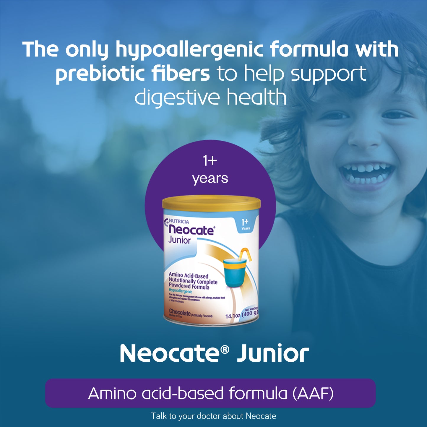 Neocate Junior Amino Acid-Based Formula with Prebiotics - Tropical - 14.1 Oz Can (Case of 4)