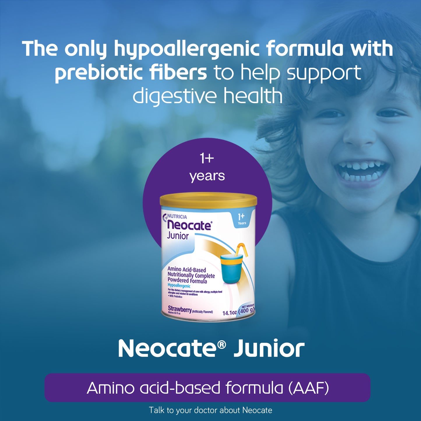Neocate Junior Amino Acid-Based Formula with Prebiotics - Tropical - 14.1 Oz Can (Case of 4)