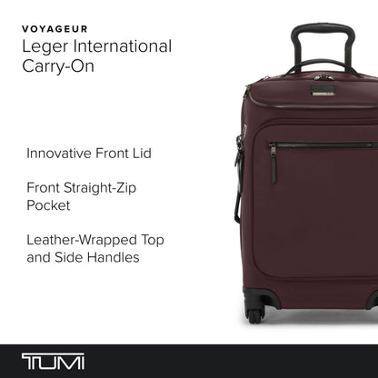 TUMI - Voyageur Leger International Carry-On - Travel Luggage for Men & Women - Roller Suitcase with USB-C Charging Port - Deep Plum