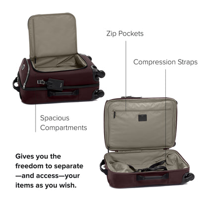 TUMI - Voyageur Leger International Carry-On - Travel Luggage for Men & Women - Roller Suitcase with USB-C Charging Port - Deep Plum